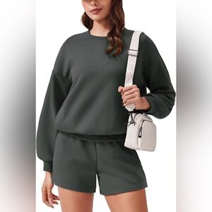 Dark Gray Sweatshirt and Pants Set